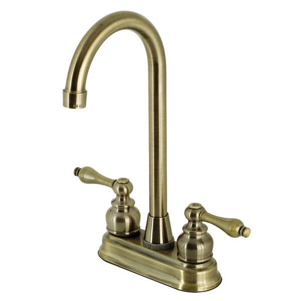 KB493AL Victorian 4" Centerset High Arch Bar Faucet, Antique Brass